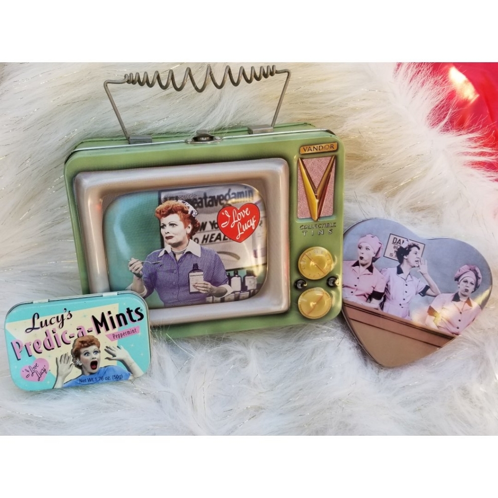 Collectibe Vandor I love lucy tin tote & extras